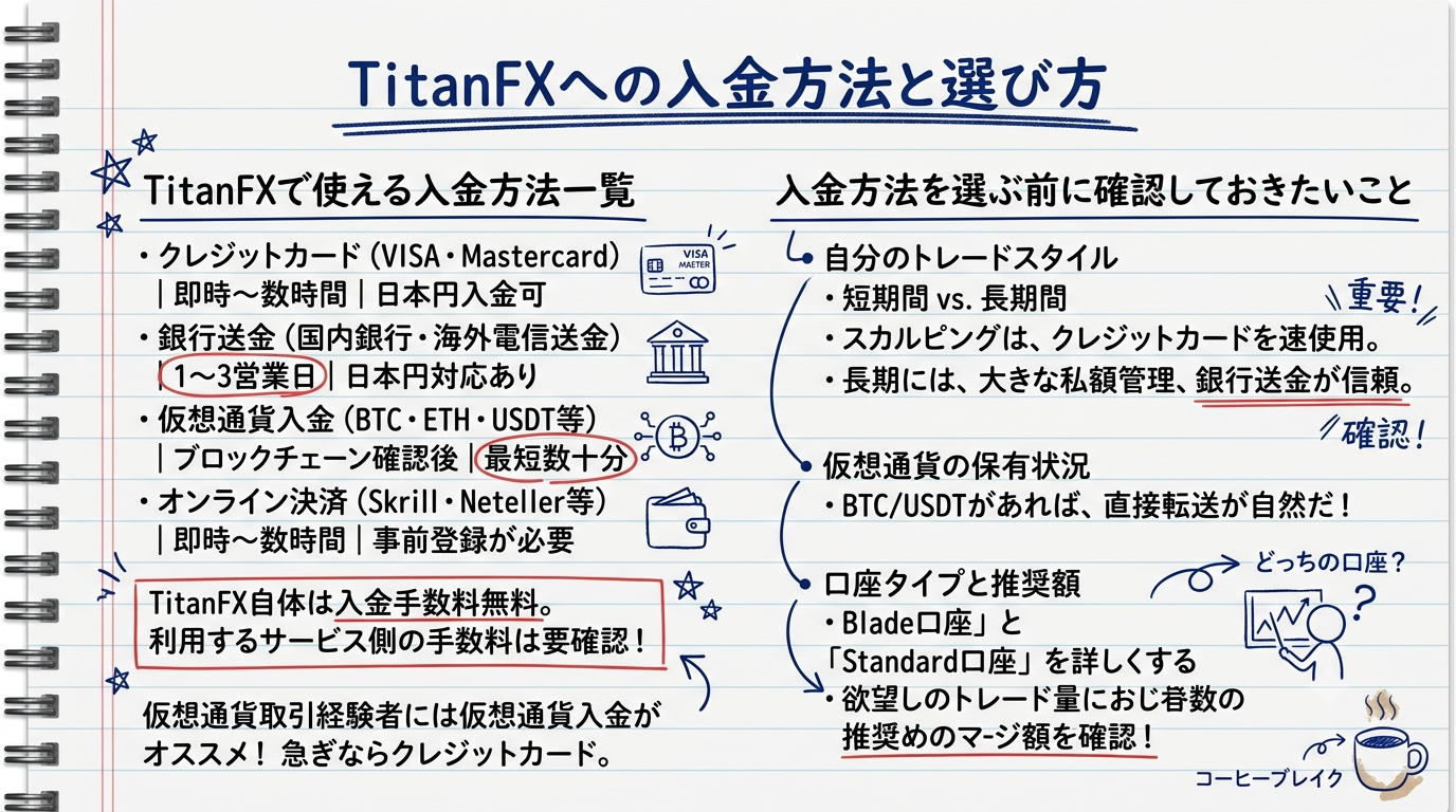 titanFXの入金方法は4種類