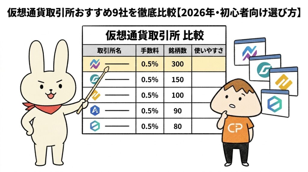 仮想通貨取引所おすすめ9社を徹底比較【2026年・初心者向け選び方】