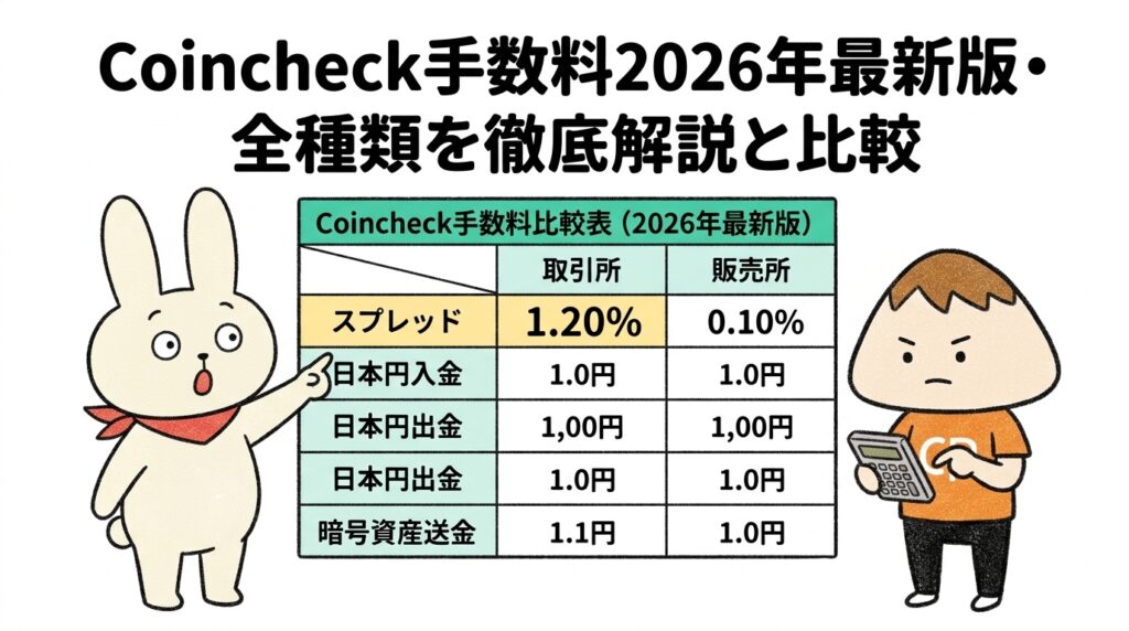 Coincheck手数料2026年最新版・全種類を徹底解説と比較