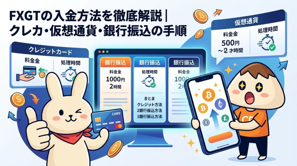 FXGTの入金方法を徹底解説クレカ・仮想通貨・銀行振込の手順