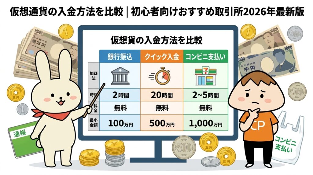 仮想通貨の入金方法を比較初心者向けおすすめ取引所2026年最新版